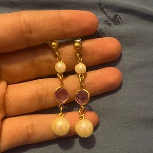 Elegant Gold and Purple Drop Earrings